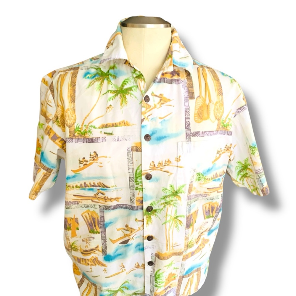 kahala Aloha Size Med Vintage Short Sleeve Print Button Down Shirt
